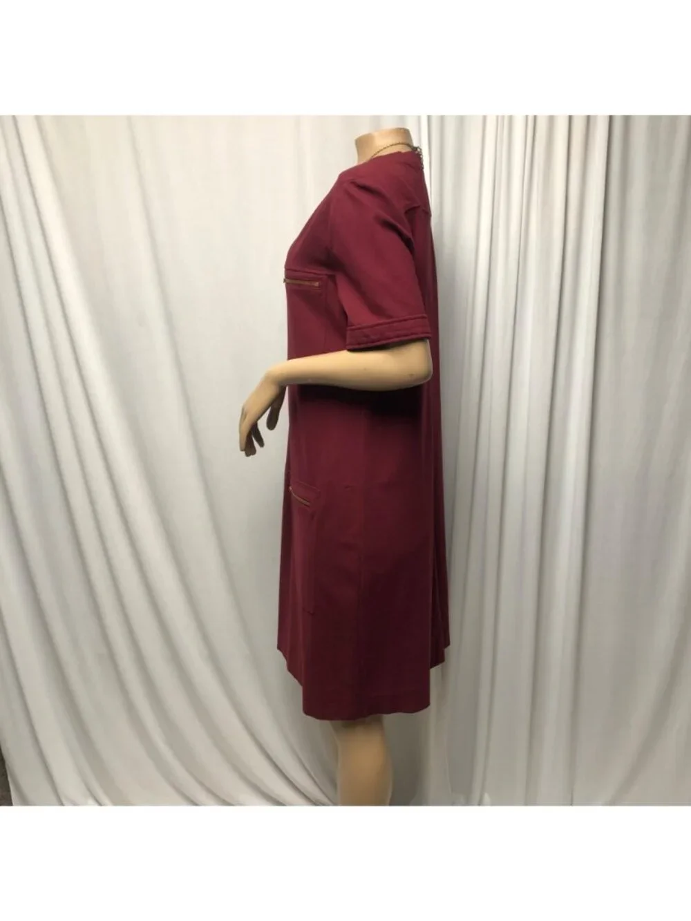 J Crew Maroon Zipper Ponte Dress Womens Size 14 Short Sleeve Shift Comfy Office